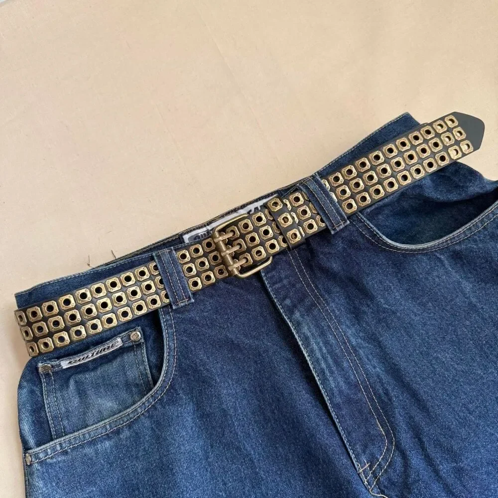 y2k 2000s studded black and bronze grunge emo belt